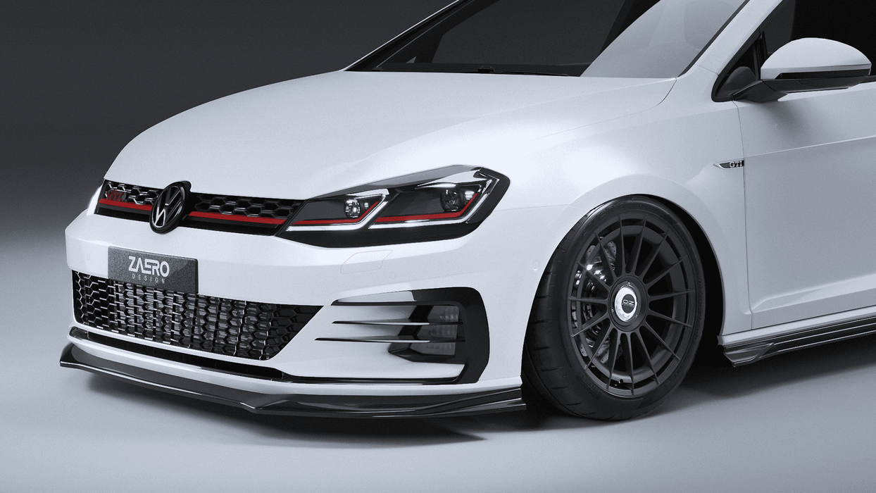 VW Golf GTI GTD Mk7.5 EVO-1 Gloss Black Front Splitter by ZAERO (2017-2020), Front Lips & Splitters, Zaero Design - AUTOID | Premium Automotive Accessories