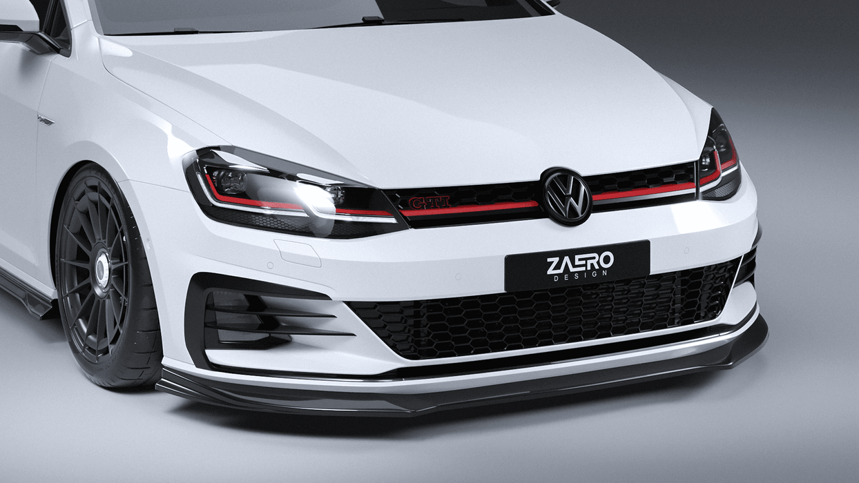 VW Golf GTI GTD Mk7.5 EVO-1 Gloss Black Front Splitter by ZAERO (2017-2020), Front Lips & Splitters, Zaero Design - AUTOID | Premium Automotive Accessories