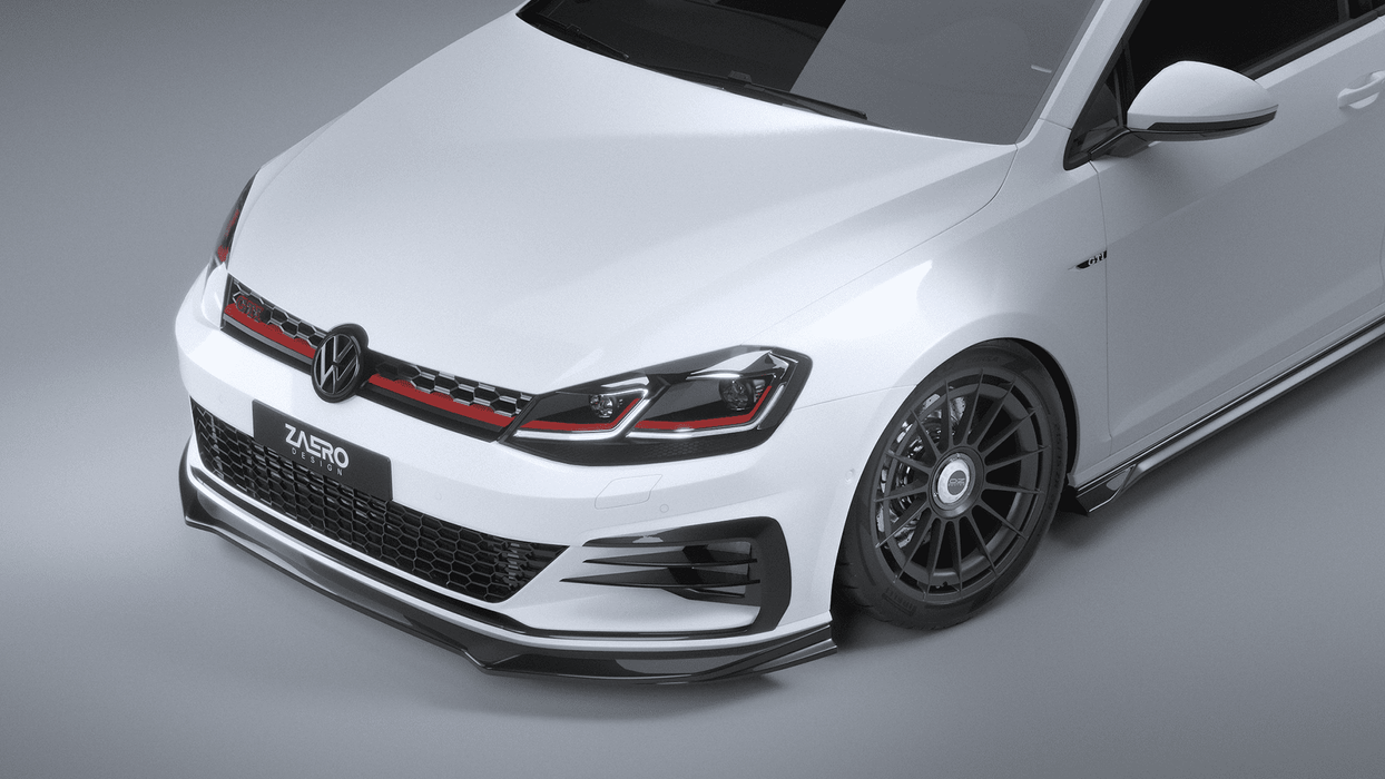 VW Golf GTI GTD Mk7.5 EVO-1 Gloss Black Front Splitter by ZAERO (2017-2020), Front Lips & Splitters, Zaero Design - AUTOID | Premium Automotive Accessories