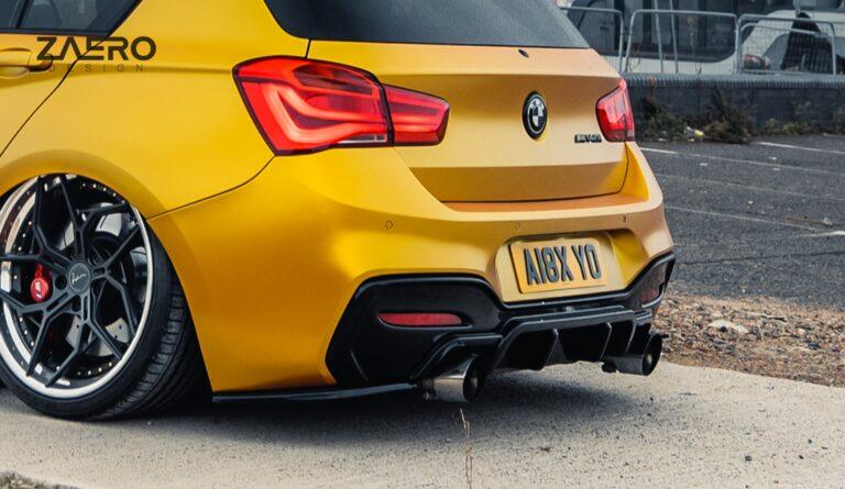 BMW M135i & M140i F20 F21 LCI EVO-1 Gloss Black Diffuser Side Spat Flap Extensions by ZAERO (2015-2019), Rear Diffusers, Zaero Design - AUTOID | Premium Automotive Accessories