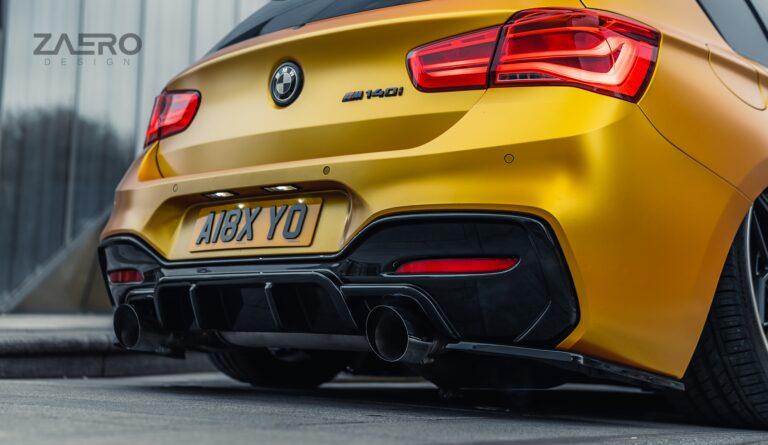 BMW M135i & M140i F20 F21 LCI EVO-1 Gloss Black Diffuser Side Spat Flap Extensions by ZAERO (2015-2019), Rear Diffusers, Zaero Design - AUTOID | Premium Automotive Accessories