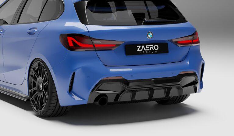 BMW 1 Series M Sport F40 Single Exit (116i 116d 118i 118d) EVO-1 Gloss Black Rear Diffuser by ZAERO (2019+), Rear Diffusers, Zaero Design - AUTOID | Premium Automotive Accessories