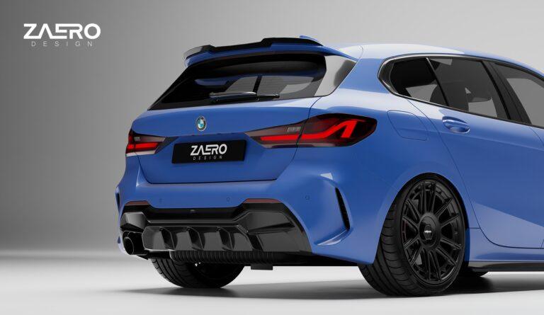 BMW 1 Series M Sport F40 Single Exit (116i 116d 118i 118d) EVO-1 Gloss Black Rear Diffuser by ZAERO (2019+), Rear Diffusers, Zaero Design - AUTOID | Premium Automotive Accessories