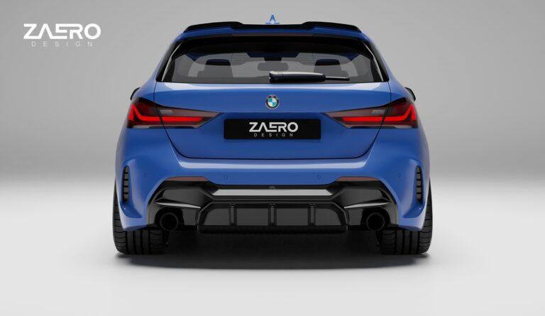 BMW M135i & 1 Series Dual Exit (128ti, 120d, 120i) F40 EVO-1 Gloss Black Rear Diffuser by ZAERO (2019+), Rear Diffusers, Zaero Design - AUTOID | Premium Automotive Accessories