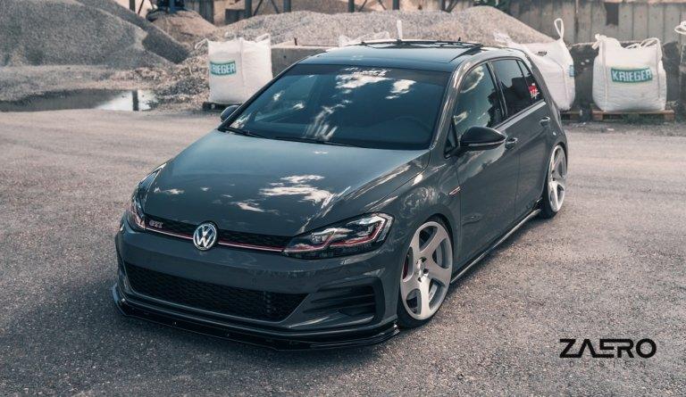 VW Golf GTI TCR EVO-1 Gloss Black Front Splitter by ZAERO (2017-2019, Mk7.5), Front Lips & Splitters, Zaero Design - AUTOID | Premium Automotive Accessories