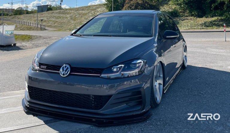 VW Golf GTI TCR EVO-1 Gloss Black Front Splitter by ZAERO (2017-2019, Mk7.5), Front Lips & Splitters, Zaero Design - AUTOID | Premium Automotive Accessories