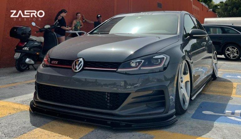 VW Golf GTI TCR EVO-1 Gloss Black Front Splitter by ZAERO (2017-2019, Mk7.5), Front Lips & Splitters, Zaero Design - AUTOID | Premium Automotive Accessories