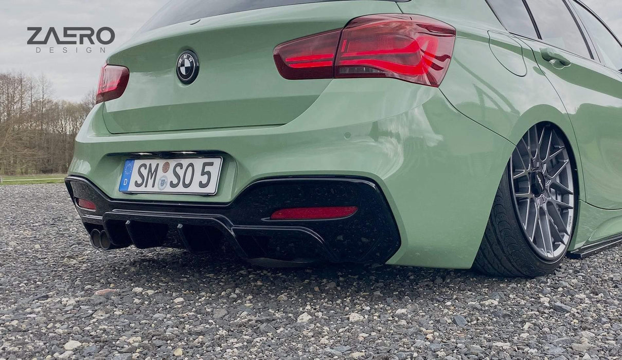 BMW 1 Series M Sport F20 F21 LCI Single Exit (118i 120i 120d 125i) EVO-1 Gloss Black Rear Diffuser by ZAERO (2015-2019), Rear Diffusers, Zaero Design - AUTOID | Premium Automotive Accessories